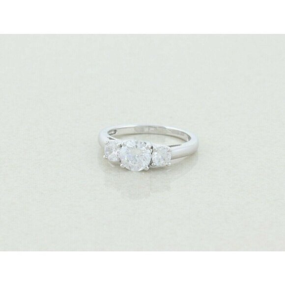 Sterling Silver CZ Three Stone Ring Size 6 Pretty Sparkly - Picture 5 of 8